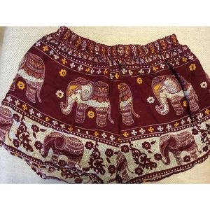 Red Thai Elephant Shorts Expandable Waist Band